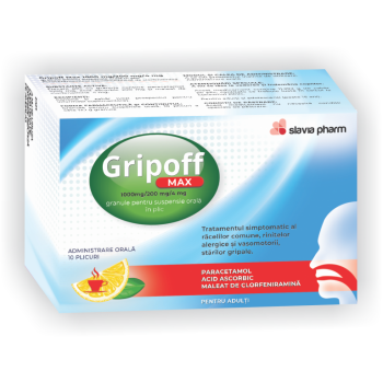 Gripoff Max 1000 mg/200mg/4mg, 10 plicuri, Slavia Pharm