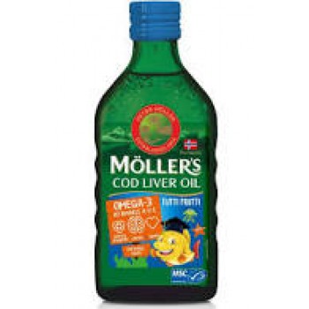 Moller's Omega 3 ulei ficat de cod cu aroma de tutti-frutti pentru copii, 250 ml, Moller's Orkla Health
