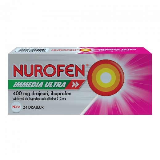 Nurofen Immedia Ultra 400 mg, 24 drajeuri, Reckitt Benckiser Healthcare