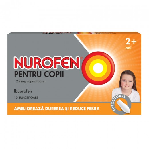 Nurofen pentru copii 125 mg, 2 ani, 10 supozitoare, Reckitt Benckiser Healthcare
