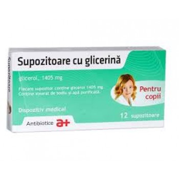 Supozitoare cu glicerină copii, 12 supozitoare, Antibiotice SA